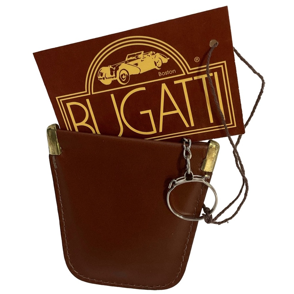 Bugatti Mens NWT’s Brown Genuine Leather Coin Pouch; Brass Corners; EUC